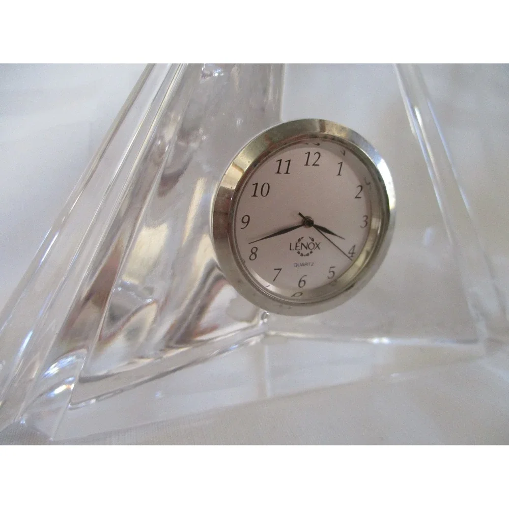 VINTAGE Lenox Crystal Ovations Trinity Crystal Desk Clock, WORKING, EX CONITION
